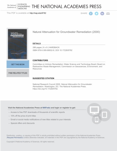 Natural Attenuation for Groundwater Remediation