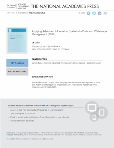 Applying Advanced Information Systems to Ports and Waterways Management