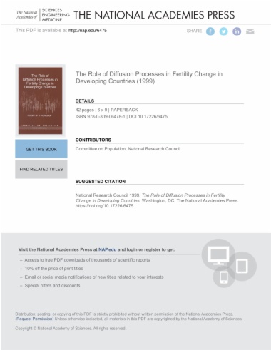 The Role of Diffusion Processes in Fertility Change in Developing Countries