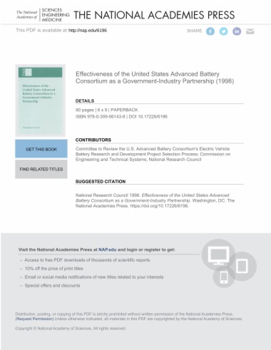 Effectiveness of the United States Advanced Battery Consortium as a Government-Industry Partnership