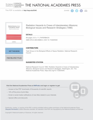 Radiation Hazards to Crews of Interplanetary Missions