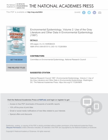 Environmental Epidemiology, Volume 2