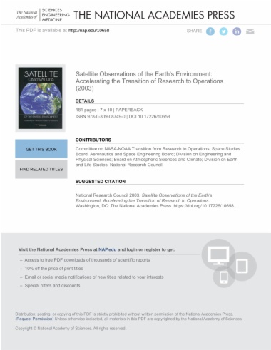 Satellite Observations of the Earth's Environment