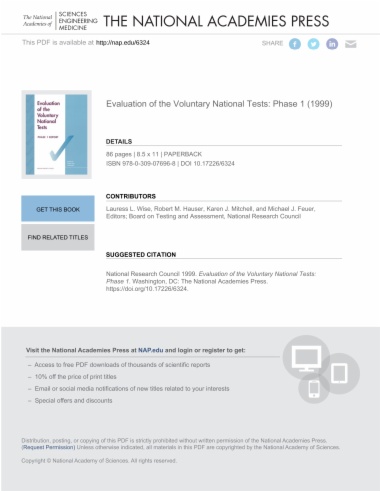 Evaluation of the Voluntary National Tests