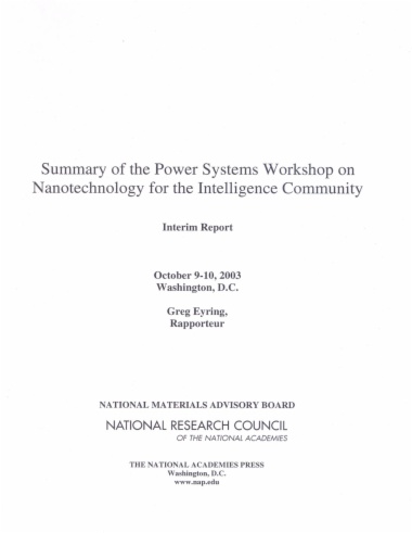 Summary of the Power Systems Workshop on Nanotechnology for the Intelligence Community