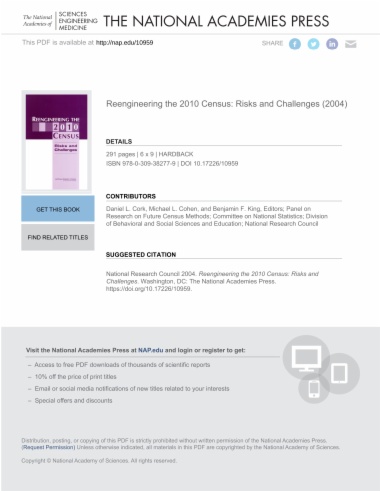 Reengineering the 2010 Census