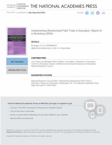 Implementing Randomized Field Trials in Education