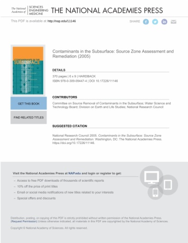 Contaminants in the Subsurface