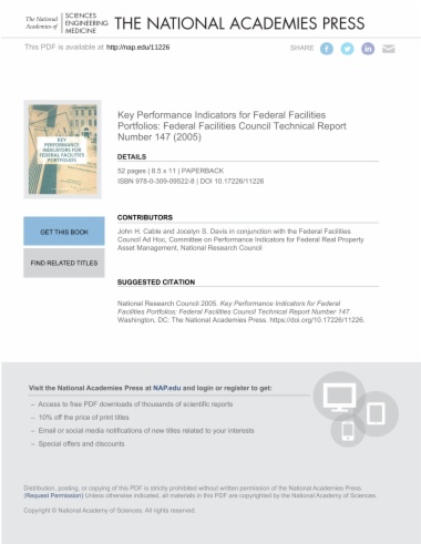 Key Performance Indicators for Federal Facilities Portfolios