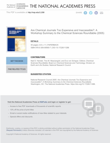 Are Chemical Journals Too Expensive and Inaccessible?