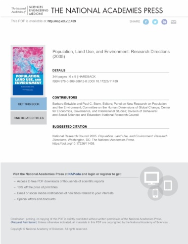 Population, Land Use, and Environment