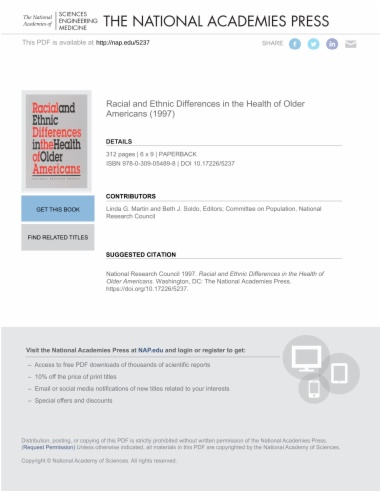 Racial and Ethnic Differences in the Health of Older Americans