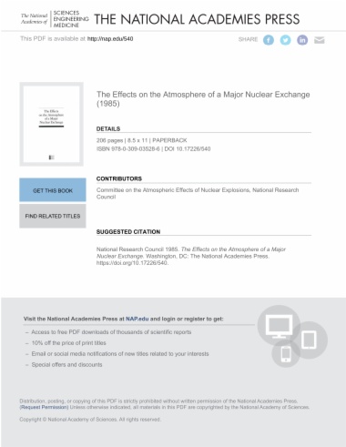 The Effects on the Atmosphere of a Major Nuclear Exchange