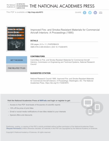 Improved Fire- and Smoke-Resistant Materials for Commercial Aircraft Interiors