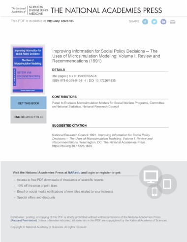 Improving Information for Social Policy Decisions -- The Uses of Microsimulation Modeling