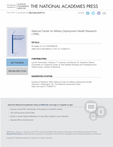 National Center for Military Deployment Health Research