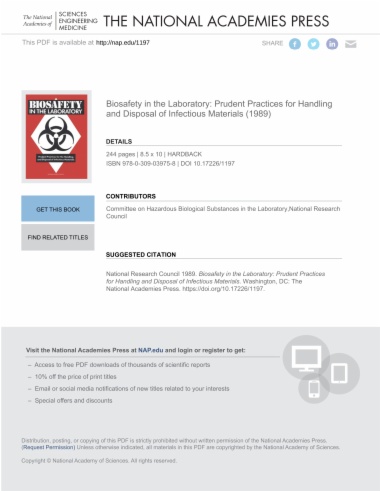 Biosafety in the Laboratory