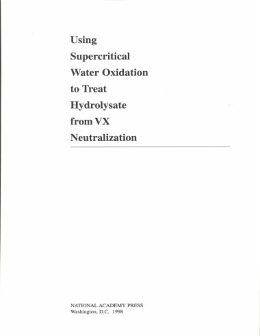 Using Supercritical Water Oxidation to Treat Hydrolysate from VX Neutralization