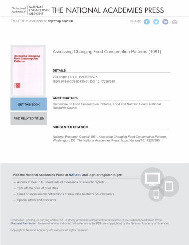 Assessing Changing Food Consumption Patterns