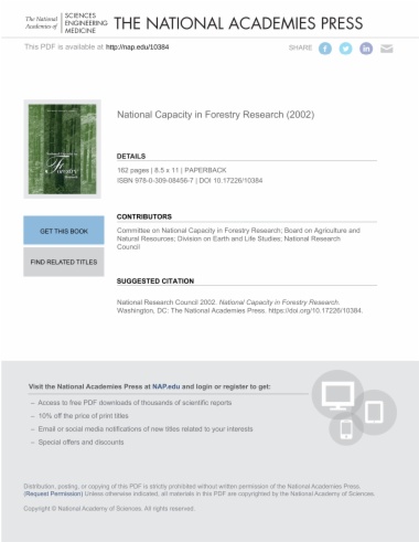 National Capacity in Forestry Research