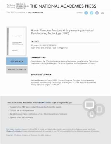 Human Resource Practices for Implementing Advanced Manufacturing Technology