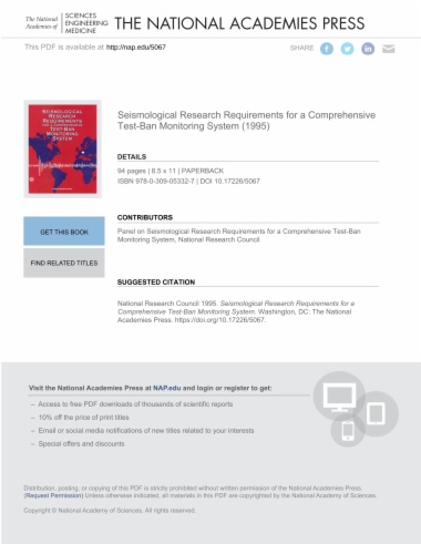 Seismological Research Requirements for a Comprehensive Test-Ban Monitoring System