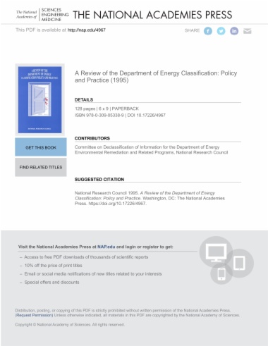 A Review of the Department of Energy Classification