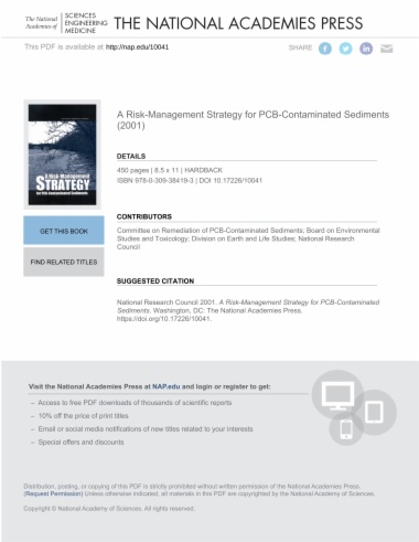 A Risk-Management Strategy for PCB-Contaminated Sediments