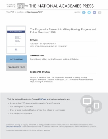 The Program for Research in Military Nursing