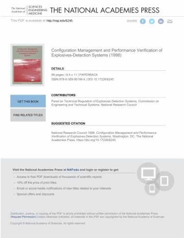 Configuration Management and Performance Verification of Explosives-Detection Systems