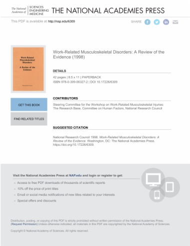 Work-Related Musculoskeletal Disorders