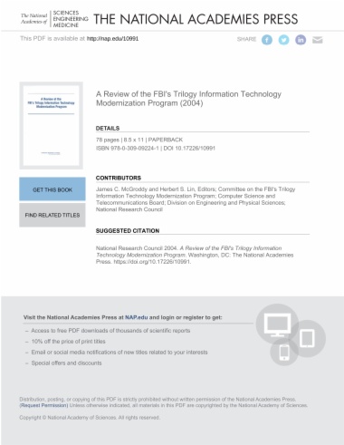 A Review of the FBI's Trilogy Information Technology Modernization Program