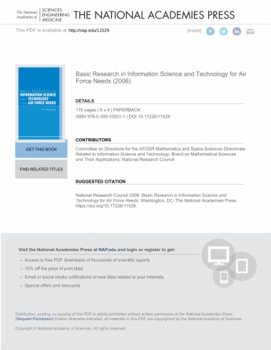 Basic Research in Information Science and Technology for Air Force Needs