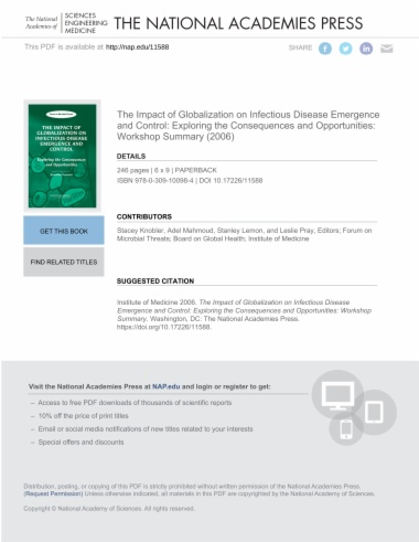 The Impact of Globalization on Infectious Disease Emergence and Control