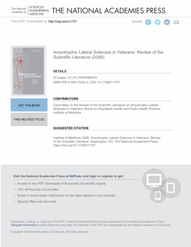 Amyotrophic Lateral Sclerosis in Veterans