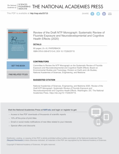 Review of the Draft NTP Monograph