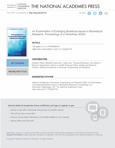 An Examination of Emerging Bioethical Issues in Biomedical Research