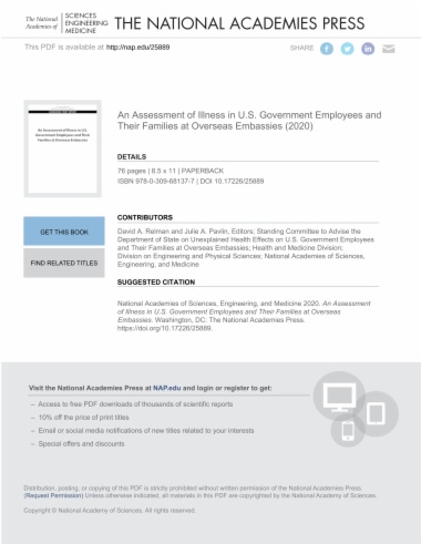 An Assessment of Illness in U.S. Government Employees and Their Families at Overseas Embassies