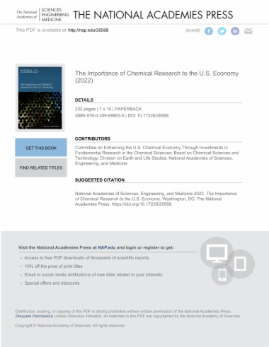 The Importance of Chemical Research to the U.S. Economy