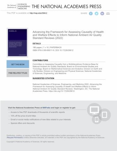 Advancing the Framework for Assessing Causality of Health and Welfare Effects to Inform National Ambient Air Quality Standard Reviews