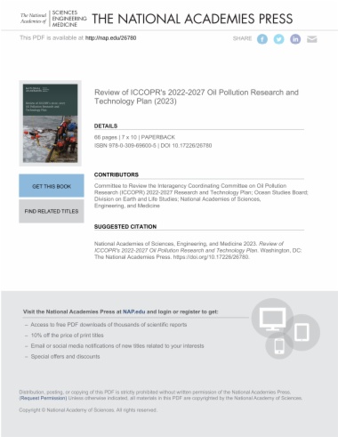 Review of ICCOPR's 2022-2027 Oil Pollution Research and Technology Plan