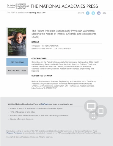 The Future Pediatric Subspecialty Physician Workforce