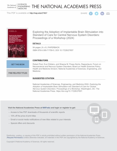 Exploring the Adoption of Implantable Brain Stimulation into Standard of Care for Central Nervous System Disorders