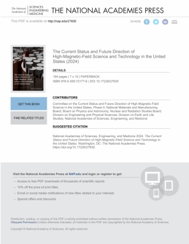 The Current Status and Future Direction of High-Magnetic-Field Science and Technology in the United States