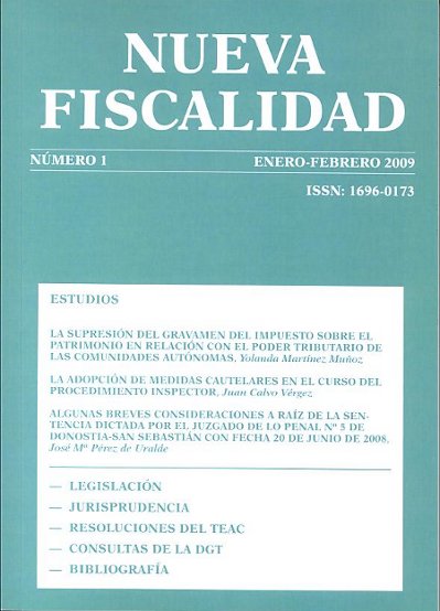Nueva fiscalidad. Año 2009, Número 1