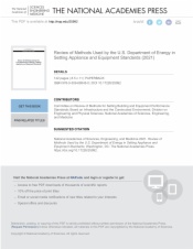 Review of Methods Used by the U.S. Department of Energy in Setting Appliance and Equipment Standards