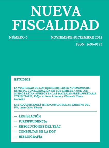 Nueva fiscalidad. Año 2012, Número 6