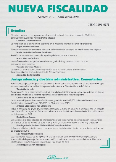 Nueva fiscalidad. Año 2018, Número 2